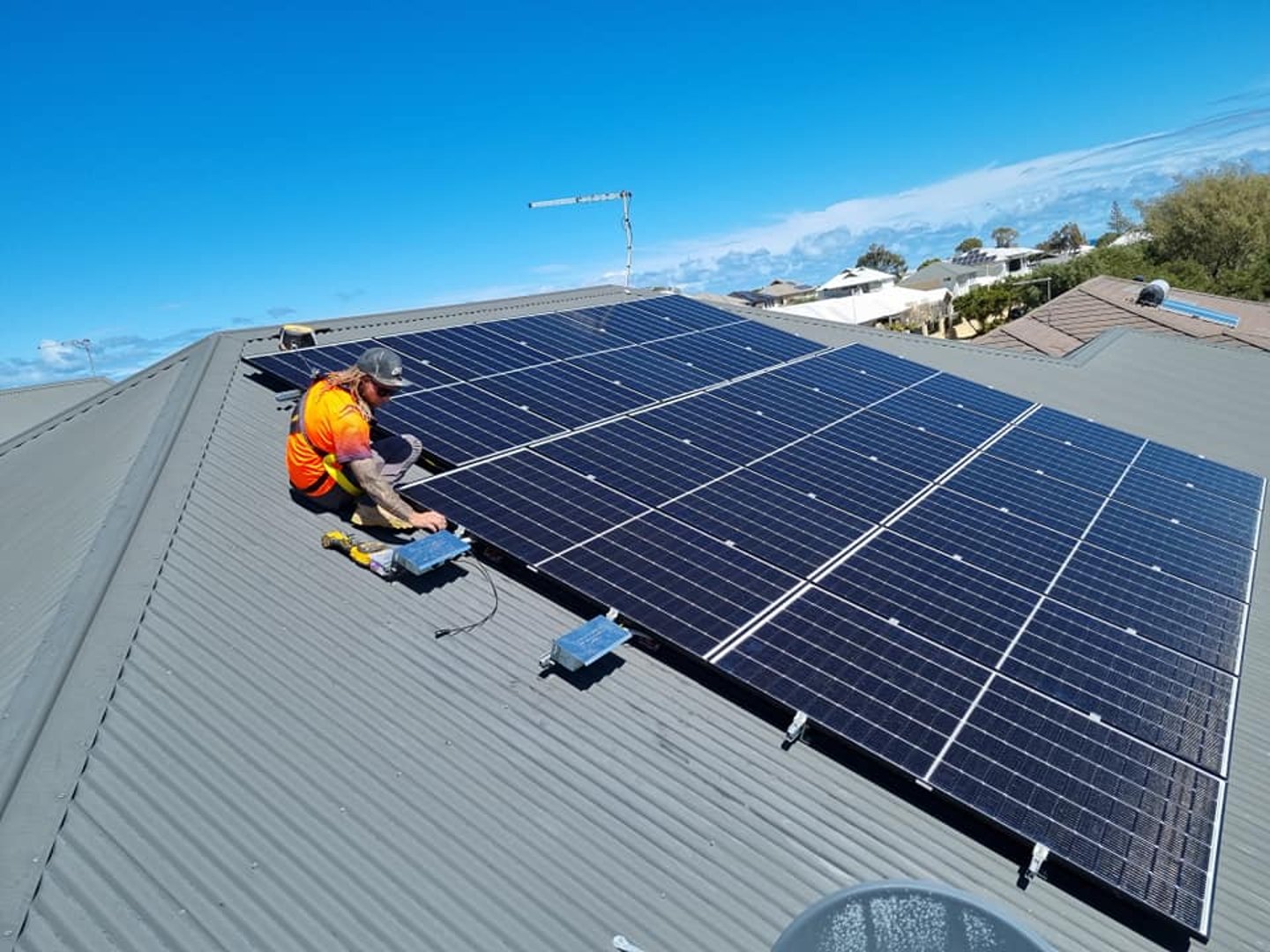 Completed residential solar panel installation